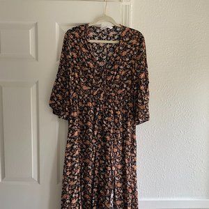 Zara Floral Split-Front Maxi Dress, L